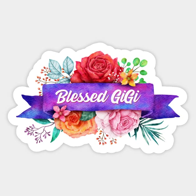 Blessed GiGi Floral Design with Watercolor Roses Sticker by g14u